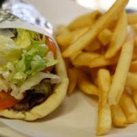 Gyro on Pita · Served with french fries.