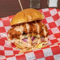 The Nashville Hot Sandwich (SPICY) · Double dipped, buttermilk fried chicken tossed in our own house made Nashville style hot sau...