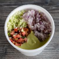 Bueno Bowl - Vegetarian · Bowl with whole beans, cabbage, red onion, pico de gallo, guacamole salsa and secret red tom...
