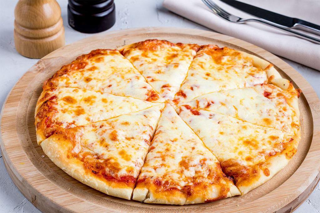 Cheese Pizza · Hot and delicious cheese pizza made with our special tomato sauce and a generous topping of classic Italian mozzarella cheese.  
