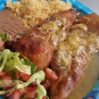 Chile Relleno Solo · Smothered in NM Hatch green chile and cheese