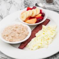 City Fit Trainer · 2 egg whites, cup of oatmeal, turkey bacon or turkey links (depending on availability) and f...