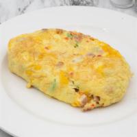 Western Cheddar Omelette · Diced ham, sauteed green pepper, pimento, onion, and aged Cheddar in our signature French ro...