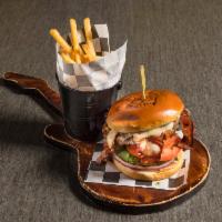 Rock and Wings Burger · Fresh, made to order burger, avocado, bacon and jack cheese.