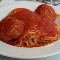 Spaghetti with Meatballs · 100% Beef meatballs.