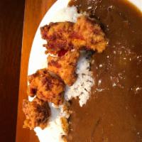 Kara-Age Curry · Fried chicken with Curry sauce over rice.