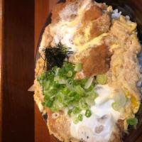Chicken Katsu Don · Chicken Cutlet with egg over rice.