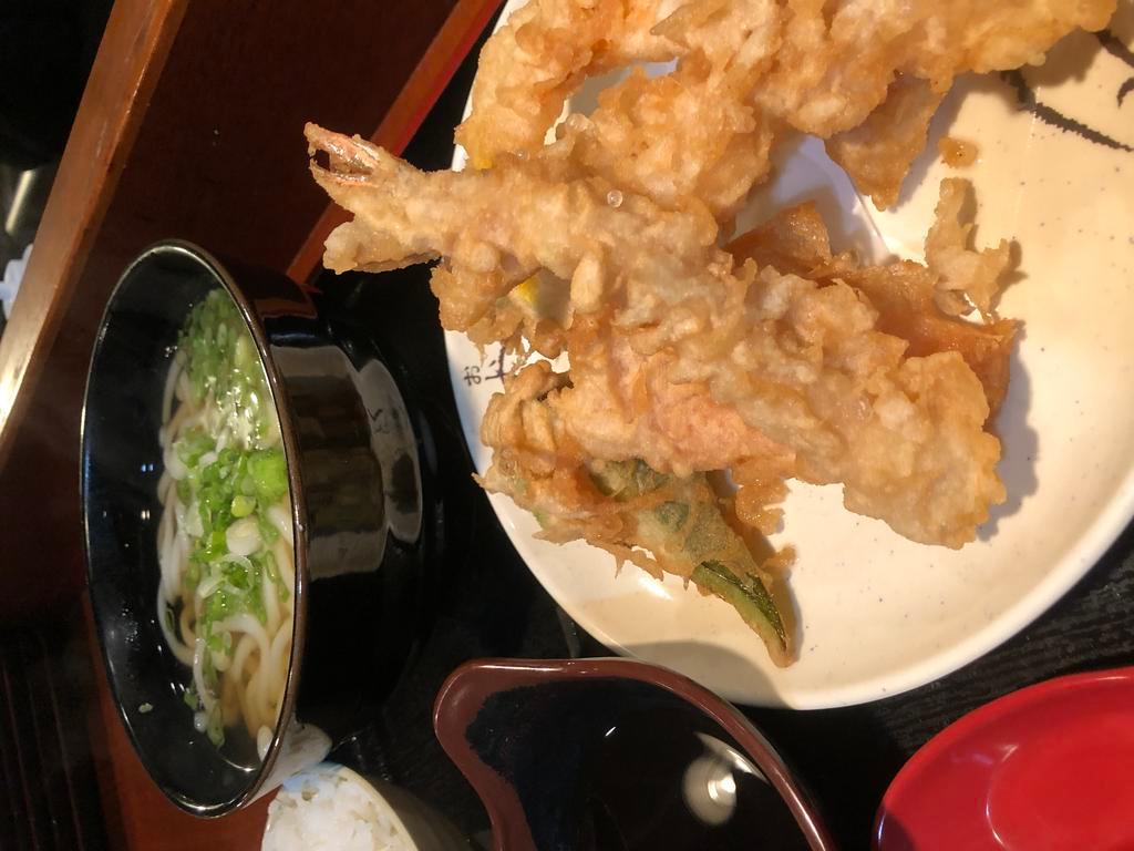 Tempura Set Combo · 2 shrimp and 4 veggie tempura with udon and white rice.