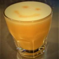 Maracuya Sour · Must be 21 to purchase. Pisco, fresh lime juice, Maracuya, pasteurized egg white, syrup, das...