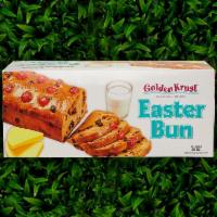 Small Easter Bun - 45 OZS ·  A soft, sweet bun loaded with vanilla, cinnamon, nutmeg, and allspice, balanced with a perf...