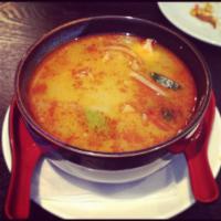 Spicy Seafood Soup · Served with shrimp, squid, salmon, and vegetable