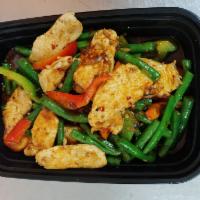 38. Thai Curry and Green Beans · Pad prik king. Spicy.