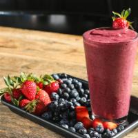 Super Berry Smoothie · Blueberries, strawberries, frozen yogurt, acai sorbet and apple juice.