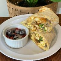 Breakfast Burrito · Flour tortilla with a savory filling.