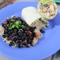 Fiesta Mahi Wrap · Grilled mahi with Cajun seasoning, black bean and roasted corn salsa, shredded lettuce, and ...