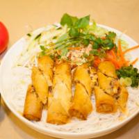 V6. Bun Cha Gio Chay · Vegetarian egg rolls serve with vermicelli dish.