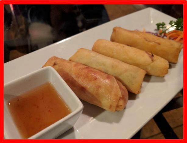 Crispy Rolls · Golden fried rolls stuffed with marinated shredded Cabbage, Carrot and Bean Thread served with Sweet plum sauce
