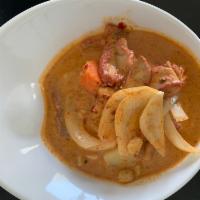 Massaman Curry · Potato, carrot, onion and roasted peanut in massaman curry sauce​.