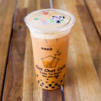 Thai Tea Bubble Milk Tea · Includes tapioca and non-dairy milk.