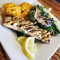 Local Style Grilled Salmon · 8 oz. grilled salmon topped with soy ginger sauce and spicy mayo. Served with rice and green...