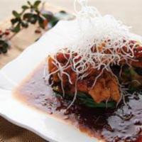 Crispy Red Snapper · Caramelized soy syrup and rice-wine vinaigrette.