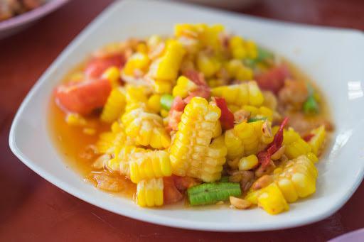 Sweet Corn Salad · Sweet corn salad. Sweet corn, peanut, tomato, long bean, Thai chili and lime juice. Mild spicy.