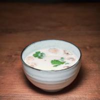 Tom Kha ( Gluten-free) · Coconut soup, mushroom, cilantro and galangal-coconut.	
