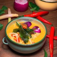 Red curry (Gluten-free) · (can not make it no spicy) Bamboo shoot, eggplant, basil, long hot, red curry paste, coconut...
