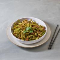 Sauteed String Beans in Spicy Meat Sauce · Spicy. Vegetarian.