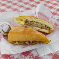 Red Neck Cuban Sandwich · A pressed sandwich made with mustard, Swiss cheese, pickles, ham and our smoked pulled pork ...