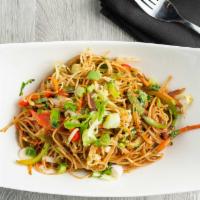 Chilli Garlic Noodles · Noodles and vegetables sauteed in a chili garlic sauce.