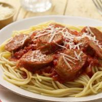 Spaghetti with Sausage · Served with Italian bread.