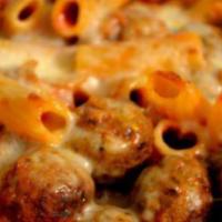 Baked Ziti with Meatballs · Served with Italian bread.