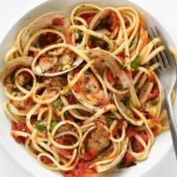 Linguine with Red Clam Sauce · Served with Italian bread.