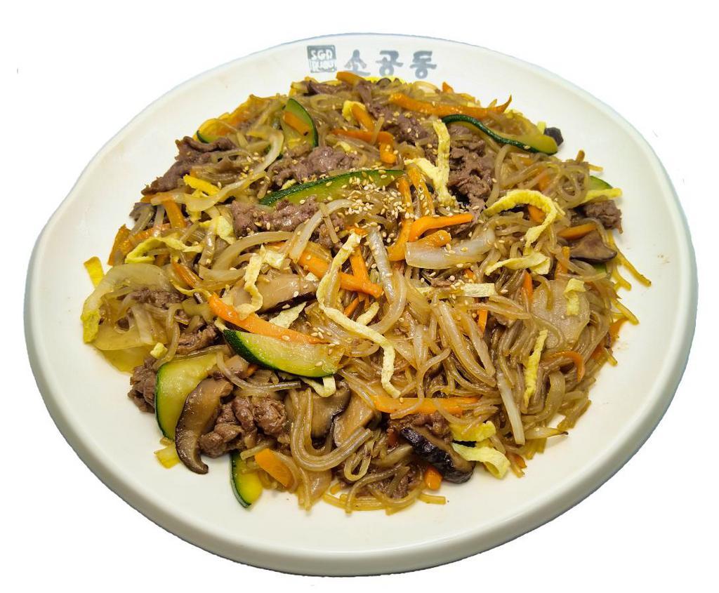 4. Japchae · Stir-fried sweet potato glass noodle with vegetable and beef.  