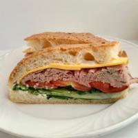Cold Roast Beef Sandwich · Deli cold cut with American cheese, lettuce, tomato, and mayo.