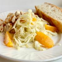 Orange & Fennel Salad · Juicy oranges freshly sliced and paired with fennel, sprinkled with a mixture of olive oil, ...