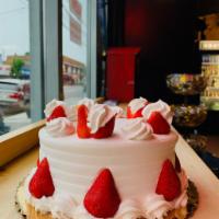 Strawberry Shortcake  · 7” cake for 8-10 serving. Choice of writing, please specify in comment.