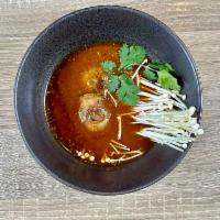 Chili Mushroom Soup · Fermented beans, chili, enoki mushrooms, sliced shiitake, cilantro 