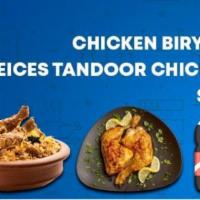 Chicken Dum Biryani + Tandoori Chicken (2 pieces)+Soda. · 