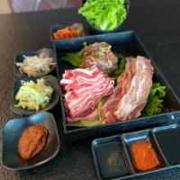 Beef Combo Set · 1 lb beef bulgogi, 1 lb beef spare ribs, 1 lb beef brisket. Comes with 2 servings of rice. G...