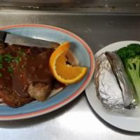 The Best Baked Meat Loaf Ever · Just like mom used to make. Served with choice of sides