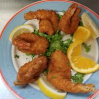 Fried Shrimp · Shrimp breaded with Japanese bread crumbs and fried golden brown. Served with potato, vegeta...