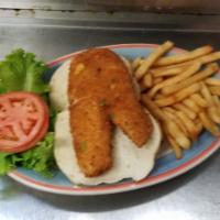 Fried Filet Sandwich Special · Fried golden brown on a kaiser roll, with lettuce, tomato and french fries and tartar sauce
