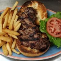 NY Sirloin Steak Sandwich Special · Thick cut sirloin strip, char-broiled to perfection. Served with lettuce, tomato and french ...