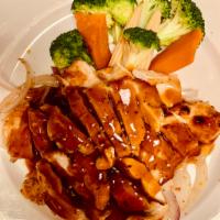 Chicken Teriyaki · Served with miso soup or salad and white rice or brown rice.