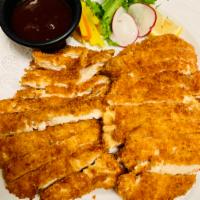 Chicken Katsu Cutlet · Served with miso soup or salad and white or brown rice.