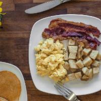 Kids Breakfast Plate · Bacon, egg and potatoes.