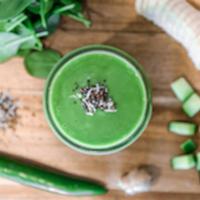 Green Smoothie · Spinach, banana, cucumber, serrano, ginger and flax seed