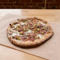Porziano Pizza · Roasted Ham, Mushroom, Artichoke, San Marzano Tomato Sauce, Bufala Mozzarella Cheese